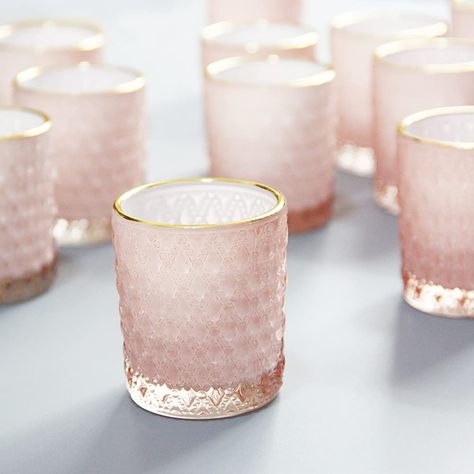 PRICES MAY VARY. 🎇Glass Candle Holder Set: includes 12 pcs glass candle holders The studded design around its body lets the holders shine under any light, helps enlarge the candle glow. The gold rim design adds a vintage vibe, white inside which is warmer than the light emitted by the mercury glass candle holder 🌟Common Dimensions: The votives height is 2.67”, bottom diameter is 2”, opening diameter is 2.17”. Suitable for standard tealight and flameless LED light within 2 inches diameter. Voti Pink Christmas Table, Tea Lights Centerpieces, Gold Votive Candle Holders, Gold Votive Candles, Mercury Glass Candle Holders, Mercury Glass Candles, Glass Tealight Candle Holders, Tea Candle Holders, Glass Votive Candle Holders