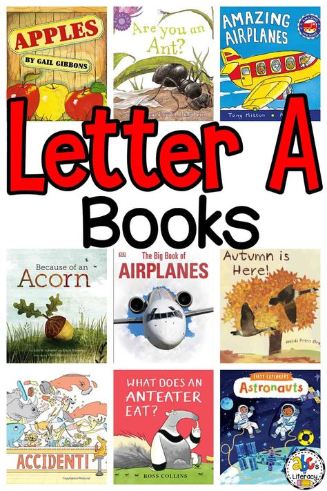 Books For Letter A, Letter A Books For Preschool, Abc Books Preschool, Preschool Letter A, Preschool Language, Kindergarten Books, Read Aloud Books, Abc Activities, Living Books