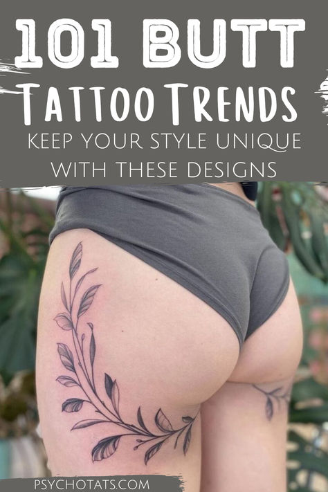 butt-tattoo Tattoo Around Buttcheek, Tattoo Below Buttcheek, Under Buttcheek Tattoo Women Bows, Upper Hamstring Tattoo, Female Belly Tattoos, Underbutt Tattoo Idea, Cute Buttcheek Tattoo, Tattoos For Buttocks For Women, Buttocks Tattoos Women