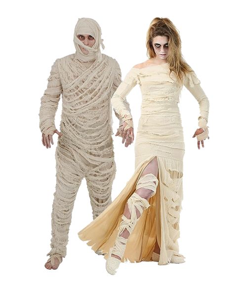 scary couples costumes — couple in mummies costumes Messy Hair Look, Mummy Costume, Plus Size Costume, Floor Length Gown, Cool Costumes, Messy Hairstyles, Costumes For Women, Costume Accessories, Modern Woman