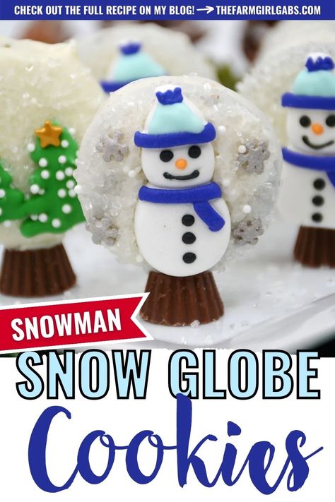 Snow Globe Cookies, Globe Cookies, Snowglobe Cookies, Cookie Swap Recipes, Double Stuffed Oreos, Easy Cookie Recipe, Snowman Snow Globe, Christmas Food Treats, Christmas Cookie Recipe