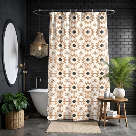 Neutral Beige Boho Shower Curtain, Mid-Century Modern, 71X74 In, Modern Shower Curtain, Neutral Shower Curtain, Minimalist Bathroom Decor Neutral Shower Curtain, Boho Chic Bathroom Decor, Neutral Shower Curtains, Curtain Minimalist, Minimalist Bathroom Decor, Modern Shower Curtain, Neutral Shower, Shower Stalls, Cute Shower Curtains