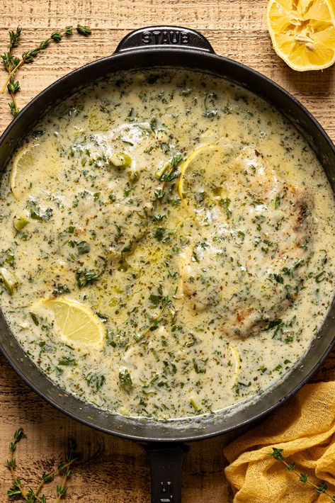 Creamy Lemon Garlic Herb Tilapia | Orchids + Sweet Tea Tilapia Pasta, Pesto Tilapia, Tilapia Dishes, Lemon Tilapia, Fresh Fish Recipes, Cauliflower Rice Easy, Lemon Fish, Creamy Pesto Sauce, Lenten Recipes