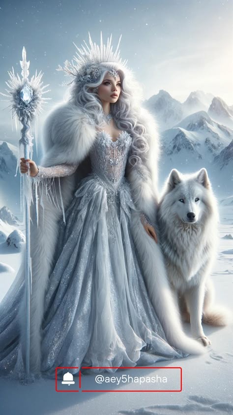 Ice Queen Aesthetic, Ice Woman, Snow Goddess, Snow Witch, Snow Queen Costume, Wolf Art Fantasy, Winter Goddess, Ice Fairy, Old Halloween Costumes