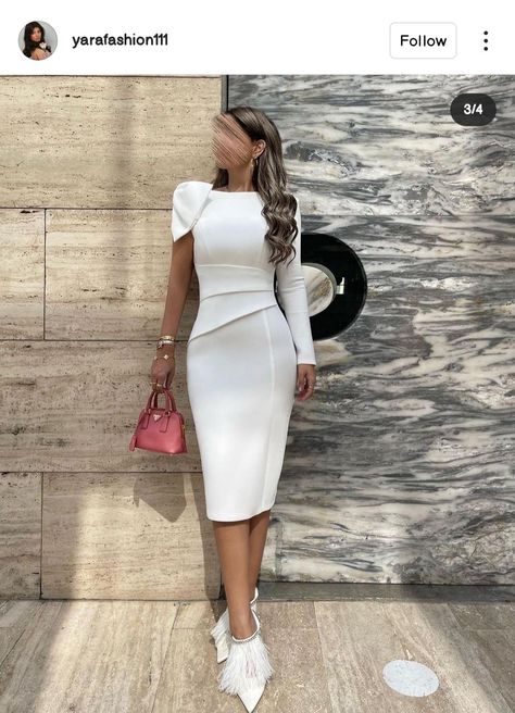 Grad Outfits, Hot Pink Fashion, White Maternity Dresses, Cocktail Dress Classy, Elegant White Dress, Civil Wedding Dresses, Soiree Dress, Elegant Dresses Classy, Bridal Shower Dress