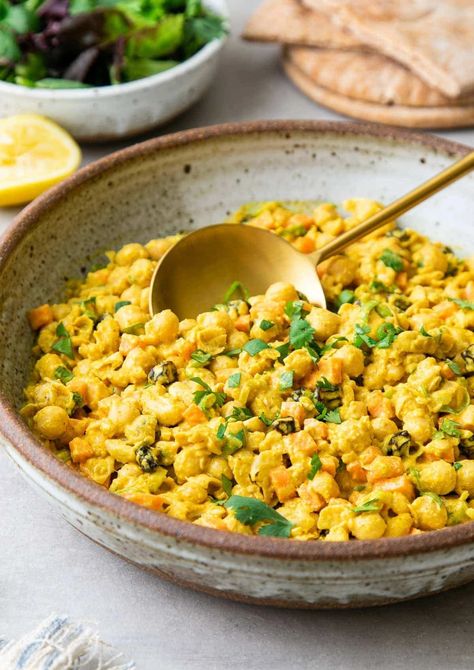 Grain Free Vegan Recipes - The Simple Veganista Curry Chickpea Salad, Curried Chickpea Salad, Chickpea Salad Recipe, Pea Salad Recipes, Vegan Chickpea Curry, Sandwich Fillers, Best Curry, Daniel Fast Recipes, Chickpea Salad Recipes