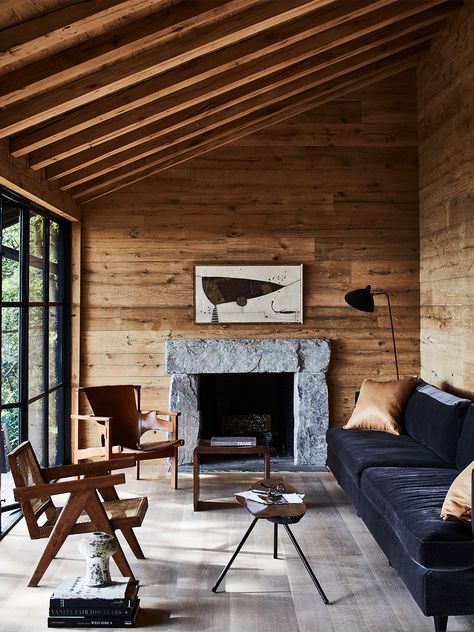 Inside a Designer’s Modern Blue Ridge Mountains Cabinet Mountain Modern, Pierre Jeanneret, Mountain Retreat, Modern Cabin, Kit Home, Mountain Home, Mountain House, Blue Ridge Mountains, Main Bedroom