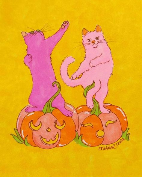 Marisol Muro Wallpaper, 70s Artwork, College Art Projects, Season Art, Silly Art, Retro Art Prints, Circus Poster, Spiritual Artwork, Dancing Cat