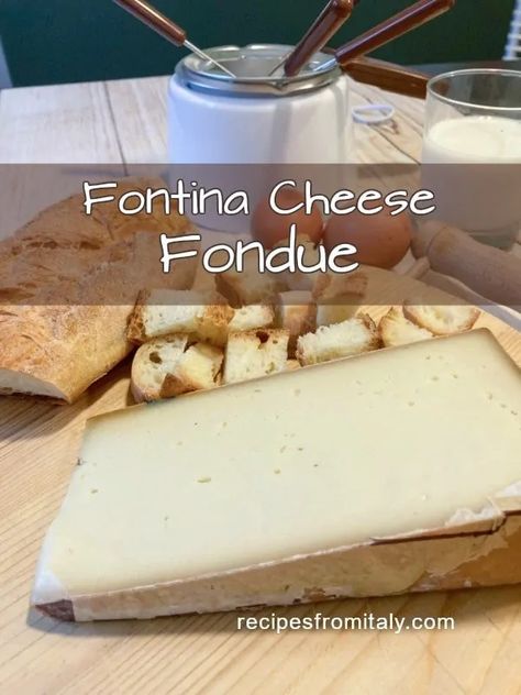 Italian Cheese Fondue | Fontina Fonduta Recipe - Recipes from Italy Italian Fondue Recipe, Swiss Cheese Fondue Recipe, Homemade Bread Loaf, Swiss Cheese Fondue, Cheese Fondue Recipe, Fondue Recipes Cheese, Recipes From Italy, Fondue Recipe, Fontina Cheese