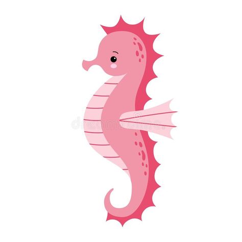 https://www.dreamstime.com/cute-cartoon-pink-sea-horse-isolated-seahorse-white-background-vector-illustration-kawaii-image138430053 Sea Horse Cartoon, Sea Horse Illustration, Sea Horse Drawing, Sea Horses Illustration, Seahorse Illustration, Horse Cartoon, Pink Fish, Pink Sea, Kawaii Illustration