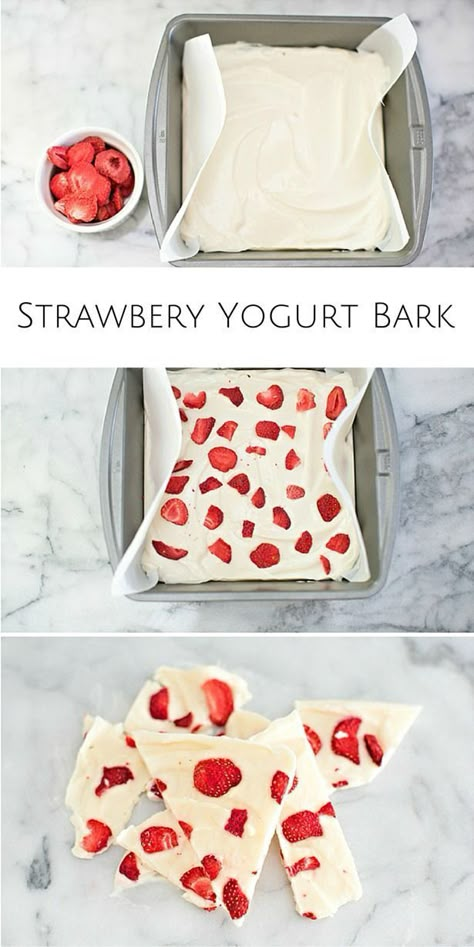 This Pin was discovered by Hayli Elliott. Discover (and save!) your own Pins on Pinterest. Strawberry Yogurt Bark Recipe, Strawberry Yogurt Bark, Yogurt Bark Recipe, Snack Sani, Easy Snacks For Kids, Yogurt Bark, Healthy Strawberry, Yummy Healthy Snacks, Strawberry Yogurt