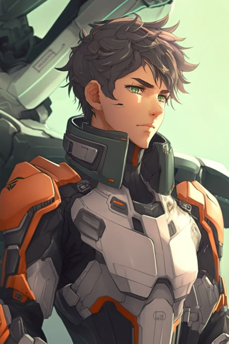 Anime Pilot Suit, Dnd Mech Suit, Gundam Pilot Oc, Mech Pilot Male, Mech Pilot Character Design Male, Sci Fi Character Portrait, Male Sci Fi Character Design, Sci Fi Oc Male, Mech Pilot Character Art