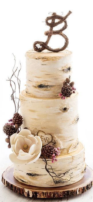 Birch Tree Cakes, Tree Wedding Cake, Vintage Pasta, Wedding Cake Tree, Birch Tree Wedding, Pretty Wedding Cakes, Creative Wedding Cakes, Fresh Flower Cake, Wedding Cake Flavors