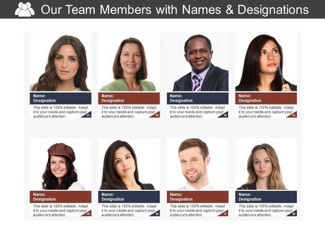 our team members with names and designations Slide01 Member Introduction Design, Task Organization, Hr Interview, Powerpoint Inspiration, Presentation Graphics, Ppt Slide Design, Kpi Dashboard, Class Poster, Org Chart