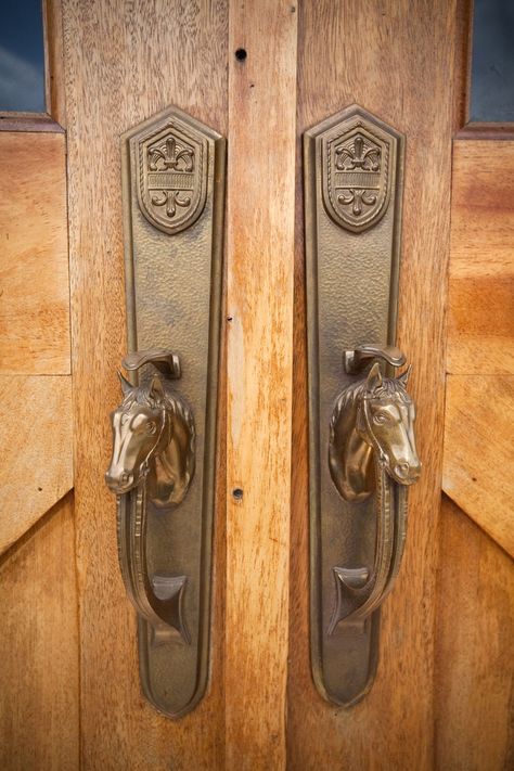 Door Handles Barn Door Handles Hardware, Horse Doors, Ornate Door, Horse Barn Designs, Equestrian Home, Horse Barn Ideas, Equestrian Chic, Barn Door Handles, Equestrian Decor