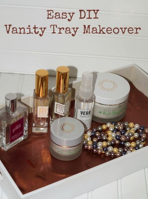 Vanity Tray Ideas, Diy Vanity Tray, Ikea Hack Vanity, Mirror Vanity Tray, Pretty Storage, Diy Marble, Diy Tray, Tray Ideas, Diy Vanity