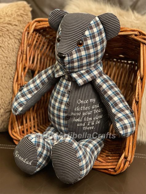 Memory Bears From Shirts, Memory Pillow Tutorial, Teddy Bear Crafts, Gents Shirts, Dog Sewing Patterns, Memory Bears Pattern, Teddy Bear Sewing Pattern, Keepsake Bear, Memory Bears