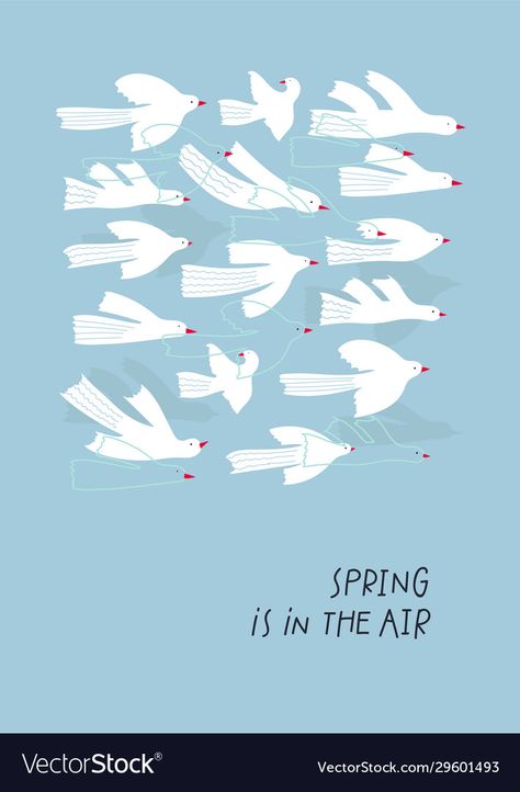 Flock Of Birds Illustration, Birds Flying Illustration, Bird Flying Illustration, Flying Bird Illustration, Spring Typography, Weather Illustration, Leo Club, Bird Vector, Illustration Lettering