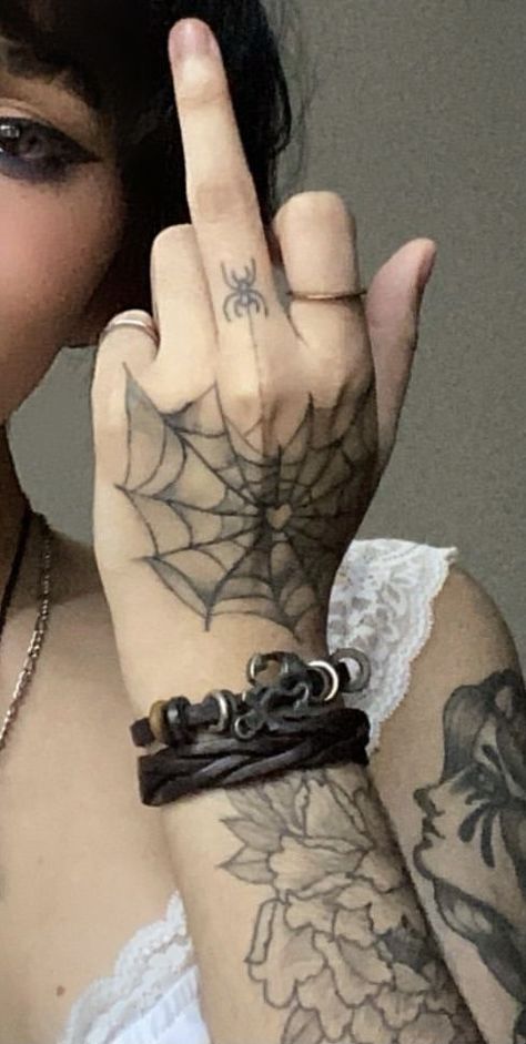 Hot Hand Tattoos, Emo Hand Tattoos, Y2k Hand Tattoo, Simple Hand Tattoos For Women, Edgy Hand Tattoos, Small Emo Tattoos, Spider Hand Tattoo, Drawing On Arm, Wrist Hand Tattoo