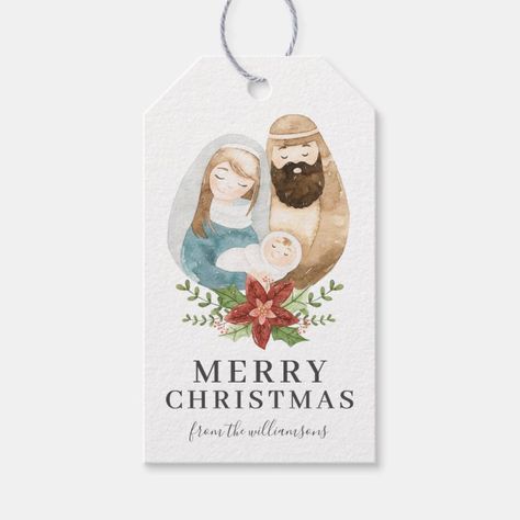 Christian Christmas Gift Tags, Nativity Watercolor, Watercolor Nativity, Christian Christmas Gift, Paint Crafts, Rustic Watercolor, Church Gifts, Christmas Service, Creative Gift Wraps