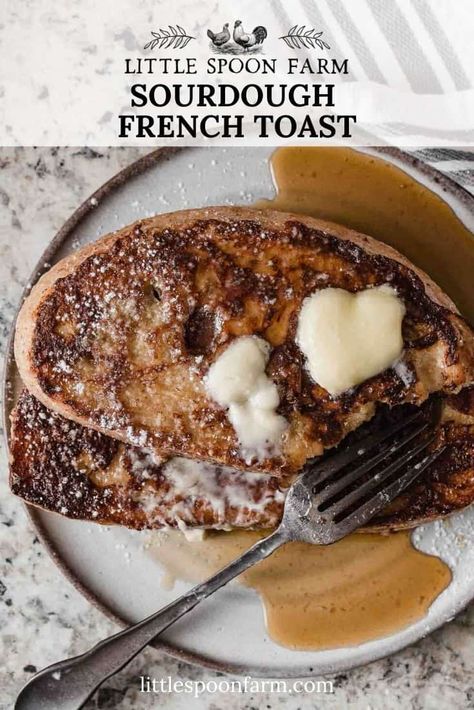 Sourdough French Toast Recipe, French Toast Recipes, Sourdough French Toast, Brunch Foods, Farm Recipes, Sourdough Pizza Crust, Homemade Sourdough Bread, Homemade Sourdough, Cinnamon French Toast