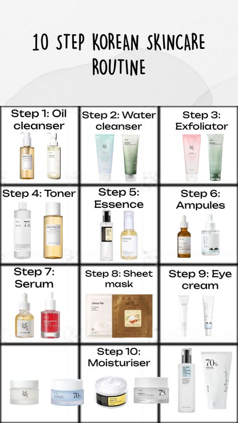 Asian Skin Care Routine, 10 Step Korean Skincare Routine, Skincare For Glowing Skin, Korean 10 Step Skin Care, Korean Skin Care Secrets, Skin Care Basics, Face Skin Care Routine, Skin Care Routine Order, Basic Skin Care Routine