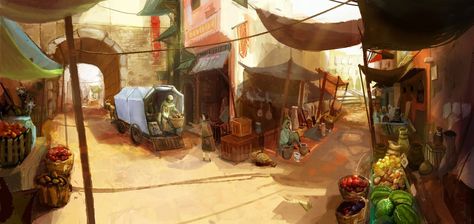 Market by zhia2chen on DeviantArt Pan Background, Environment Study, Bg Design, Desert Art, Fantasy City, Fantasy Setting, Fantasy Places, Fantasy Aesthetic, High Fantasy