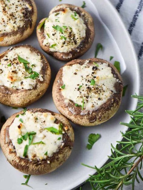 Boursin Stuffed Mushrooms, Stuffed Mushrooms Vegetarian, Boursin Cheese, White Mushrooms, Stuffed Mushroom Caps, 2 Ingredients, Side Dishes Easy, The Oven, Side Dish