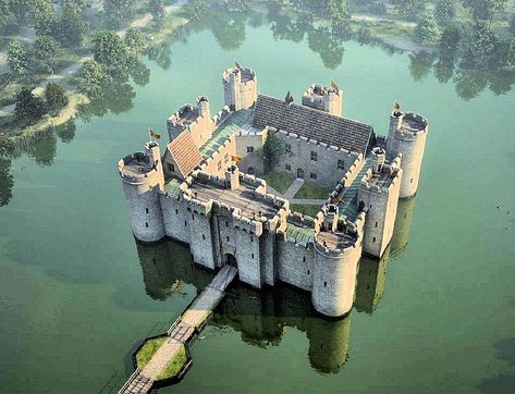 Bodiam Castle, England Mansion Homes, Bodiam Castle, Ancient Tomb, Chateau Medieval, Green Chili, Chateau France, Beautiful Castles, A Castle, Medieval Castle