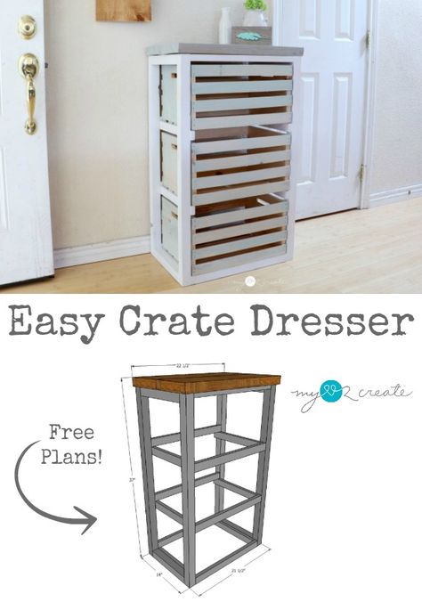 How to build a Crate Dresser, easy picture tutorial from MyLove2Create. Closet Laundry Room Makeover, Crate Dresser, Build A Dresser, Diy Dresser Build, Pallet Dresser, Striped Floor, Diy Wooden Crate, Closet Laundry, Diy Crate