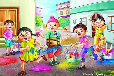 Holi Cartoon, Holi Wallpapers, Holi Painting, Happy Holi Wallpaper, Paper Art Illustration, Wall Paper Art, Happy Holi Message, Holi Festival India, Happy Holi Picture