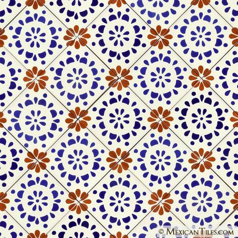 Mexican Tile - Rocío Mexican Tile Mexican Tile Pattern, Mexican Talavera Tile Patterns, Mexican Tile Wallpaper, Talavera Tiles Kitchen, Mexican Floor Tiles, Mexican Pattern Design, Spain Tiles, Mexican Tile Floor, Tequila Mexico