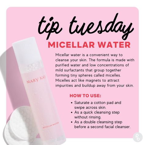 Tip Tuesday, Mary Kay Printables, Double Cleansing, Mary Kay Party, Mary Kay Skin Care, Mary Kay Consultant, Micellar Water, Mary Kay Cosmetics, Virtual Party