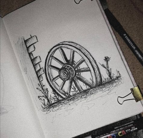 Wagon Wheel Tattoo, Wheel Tattoo, Old Wagons, Sketch A Day, Wagon Wheel, Tattoo Sleeve, Pretty Tattoos, Compass Tattoo, Tattoos And Piercings