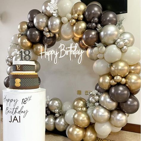 Patelern Brown Balloon Garland Arch Kit, Brown Gold Silver Metallic Balloons Garland Brown Balloons Arch Kit With Chrome Gold Balloons, White Sand Balloons for Baby Shower Decoration Birthday Dusty Blue Balloon Garland, Brown Balloon Garland, Brown Balloons, Balloons For Baby Shower, Balloons White, Balloons Arch, Silver Balloon, Metallic Balloons, Baby Shower Decoration