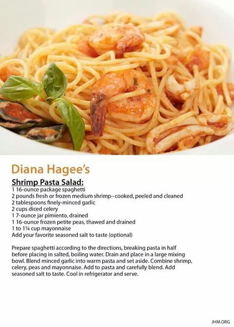 . Diana Hagee Recipes, Coleslaw Recipes, Shrimp Pasta Salad, Pasta Plates, Coleslaw Recipe, Shrimp Pasta, How To Cook Shrimp, On Air, Easy Chicken Recipes