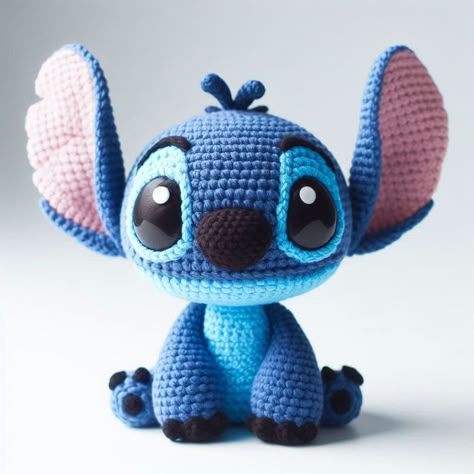 Crochet Stuffed Stitch, Free Crochet Pattern For Stitch, Crochet Stitch Disney Pattern Free, Fluffy Crochet Stitch, Lilo And Stitch Amigurumi Free Pattern, Crochet Pattern Stitch Disney, Crochet Lilo Stitch Patterns Free, Stitch Crochet Plushie, Crocheted Stitch Doll