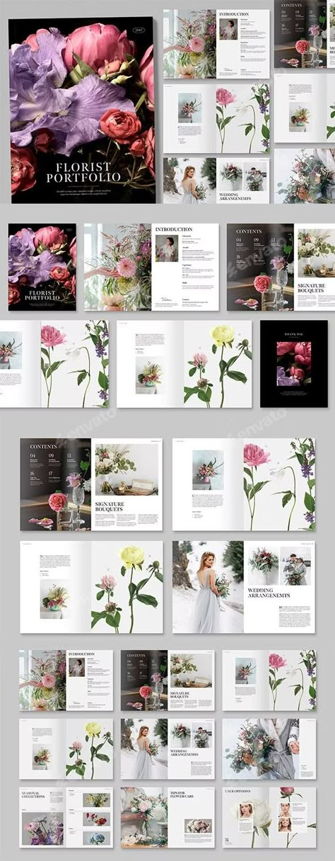 Florist Portfolio Template, Print Templates | GraphicRiver Florist Portfolio, Process Portfolio, Floral Portfolio, Wedding Brochure, Portfolio Design Layout, Photographer Portfolio, Flower Card, Portfolio Template, Design Posters