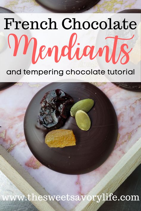 Dark Chocolate Mediant | The Sweet Savory Life Chocolate Mendiants, Chocolate Tempering, Dried Kiwi, How To Temper Chocolate, Chocolate Ideas, Coconut Shavings, French Chocolate, Christmas Foods, Food Thermometer