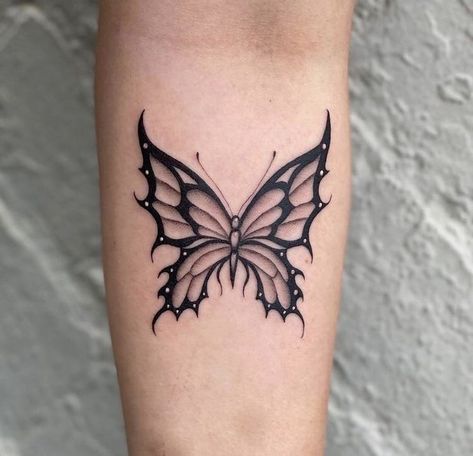 Spike Butterfly Tattoo, Alternative Butterfly Tattoo, Grunge Butterfly Tattoo, Goth Butterfly Tattoo, Edgy Butterfly Tattoo, Gothic Butterfly Tattoo, Tato Grunge, Blitz Tattoo, Gothic Butterfly