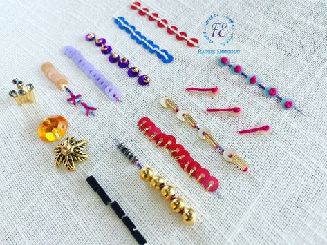 Beading On Fabric Embellishments, Sew Beads On Fabric, Sewing Beads On Fabric, How To Sew Beads On Fabric, Sequins Embroidery Pattern Design, Bead Work On Fabric, Beaded Embroidery On Fabric, Sequins Embroidery Tutorial, How To Sew Sequins