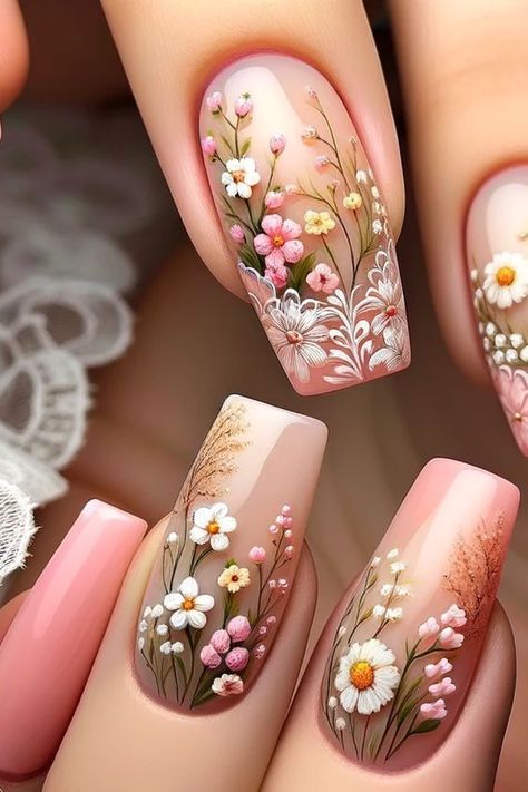 Broken Nails, Trendy Nail Art Designs, Floral Nail, Matte Nails Design, Pretty Nail Art Designs, Floral Nail Art, Trendy Nail Art, Pretty Nail Art, Flower Nail Art