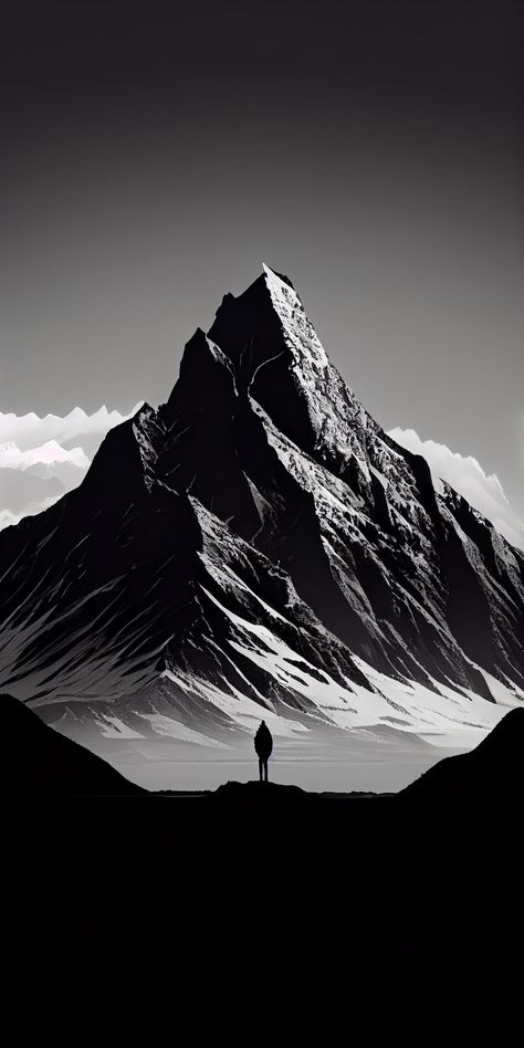 Black Mountain Painting, Backgrounds For Men, Mountains Wallpaper Iphone, Mountain Black And White, Depth Effect Wallpaper, Amazon Wallpaper, Press Wall, Iphone Wallpaper Bright, رورونوا زورو