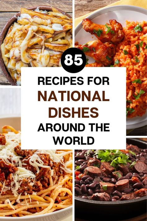 four photos of national dishes in the background and the text "85 recipes for national dishes around the world" Crockpot Recipes Healthy, Food Ideas Healthy, Easy Healthy Food, Healthy Food Prep, Healthy Food Recipies, Food For Dinner, Snack Sani, Healthy Foods To Make, Healthy Food Ideas