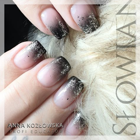 #Short #black #ombre #glitter #nails Dark Color Ombre Nails, Black And Gold Ombre Nails Glitter, Black And Pink Glitter Ombre Nails, Black Glitter Ombre Nails Coffin, Black French Fade Nails, Black Sparkly Ombre Nails, Black Ombre Nails With Glitter, Black And Glitter Ombre Nails, Ombre Black Nails Short