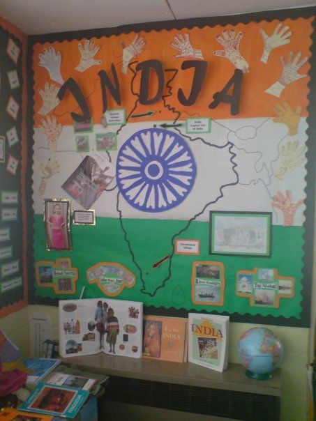 India display                                                                                                                                                                                 More India Classroom Decoration, India Preschool Theme, Culture Fair, National Festival, India Poster, India Crafts, Display Boards, Culture Day, India Facts