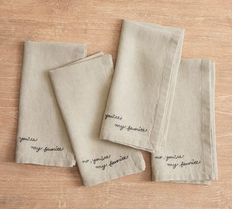 Favorite Embroidered Assorted Linen Napkins - Set of 4 in 2022 | Embroidered napkins, Linen napkins, Napkins Embroidered Napkins, You're My Favorite, Christmas Hanukkah, Sweet Quotes, Kwanzaa, Linen Napkins, Thanksgiving Christmas, Embroidery Projects, First Home