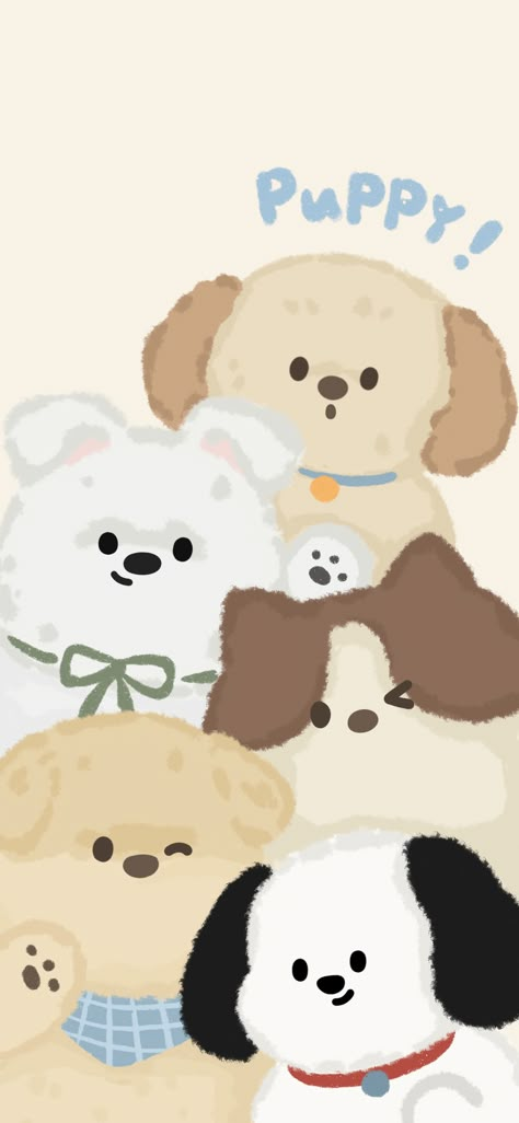 Cute Dogs Wallpaper Iphone, Puppy Wallpaper Iphone, Dog Wallpaper Iphone, Cute Puppy Wallpaper, Cute Dog Wallpaper, Dog Artist, Puppy Wallpaper, Cocoppa Wallpaper, 강아지 그림