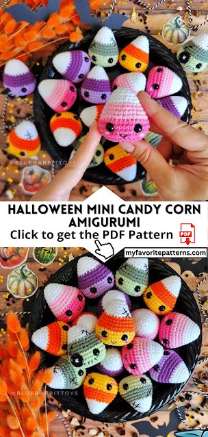 Candy Corn Keychain Crochet Pattern, Crochet Candy Corn Amigurumi, Mini Candy Corn Crochet Pattern Free, Crochet Mini Candy Corn, Halloween Crochet Keychain Pattern, Ghost Plushie Crochet Pattern, Mini Halloween Crochet Patterns, Halloween Crochet Keychains, Crochet Halloween Stuffies