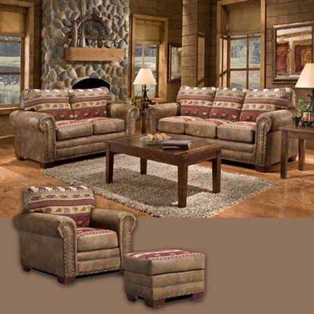 Free Shipping. Buy American Furniture Classics Sierra Lodge 4-Piece Set with Sleeper at Walmart.com Lodge Sofa, Lodge Living Room, 4 Piece Living Room Set, Tuscan Design, Online Furniture Shopping, American Furniture, Living Room Sets Furniture, Living Room Set, Sleeper Sofa